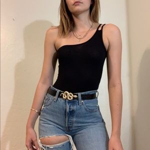 One shoulder strappy bodysuit